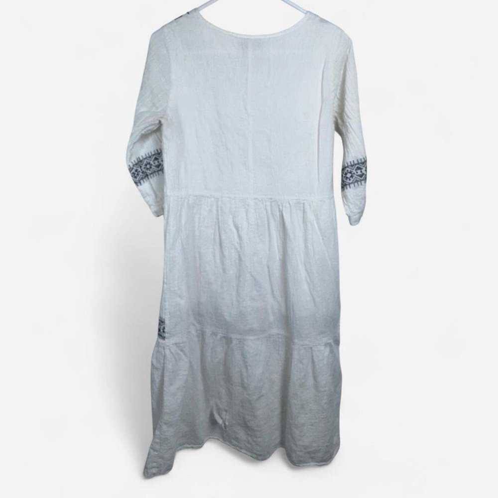 Hayden Los Angeles Embroidered Boho Gauze Midi Dress White Black Small - Picture 6 of 7